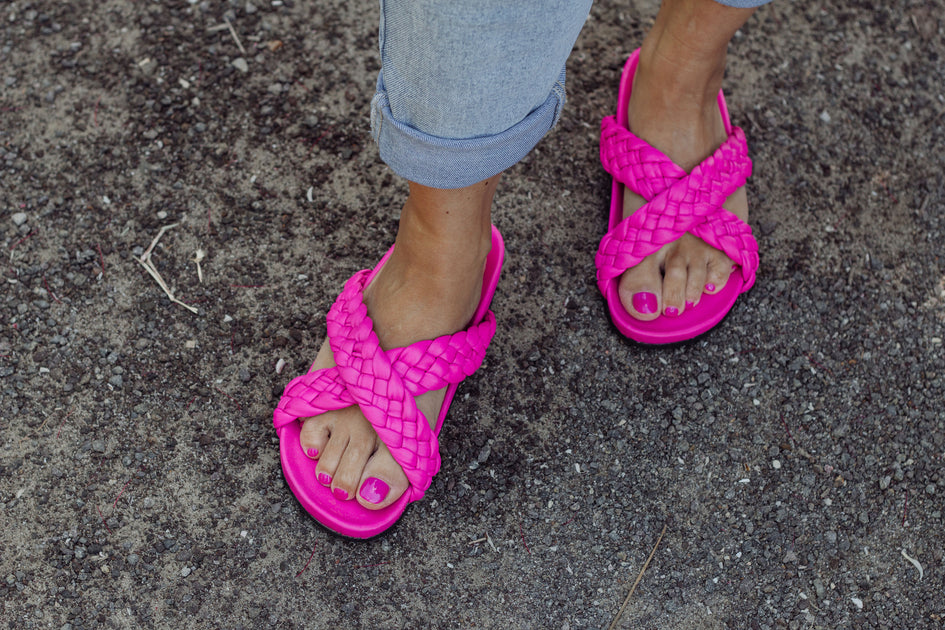 Tilly Woven Hot Pink Slides CLOSING DOWN SALE 50 OFF Sandy Days