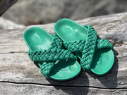Tilly Woven Green Slides -CLOSING DOWN SALE 50% OFF