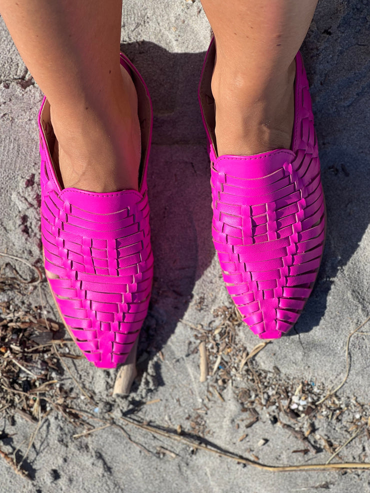 Java Woven Slides Hot Pink WIDE FIT