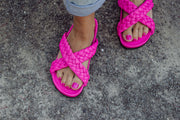 Tilly Woven Hot Pink Slides