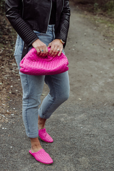 Nyah Woven Mule Hot Pink WIDE FIT