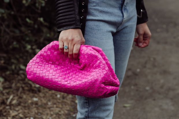 Hot Pink Woven Clutch