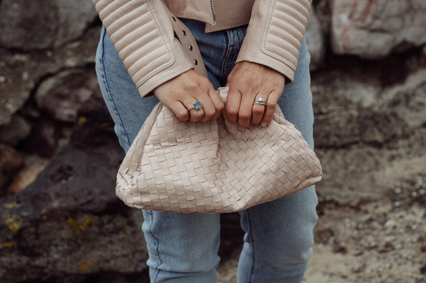 Beige Woven Clutch