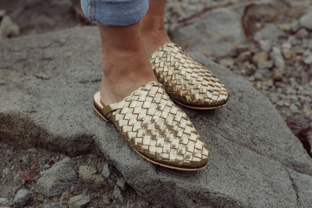 Nyah Woven Mule Gold WIDE FIT