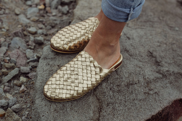 Nyah Woven Mule Gold WIDE FIT