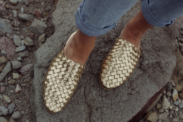 Nyah Woven Mule Gold WIDE FIT
