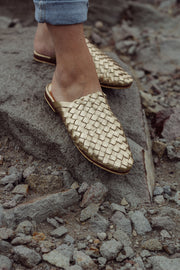 Nyah Woven Mule Gold WIDE FIT