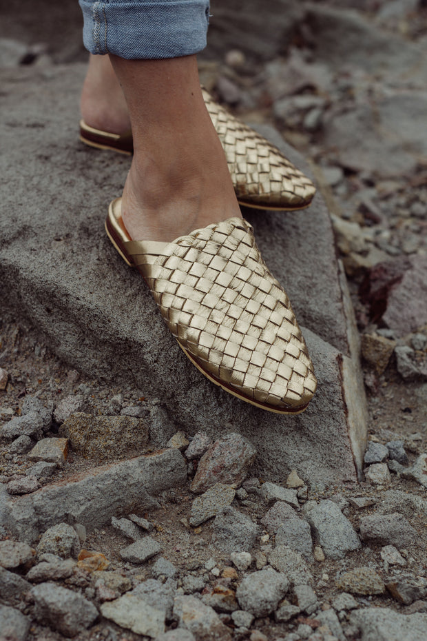 Nyah Woven Mule Gold WIDE FIT