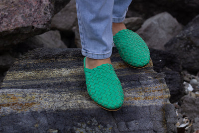 Nyah Woven Mule Green WIDE FIT