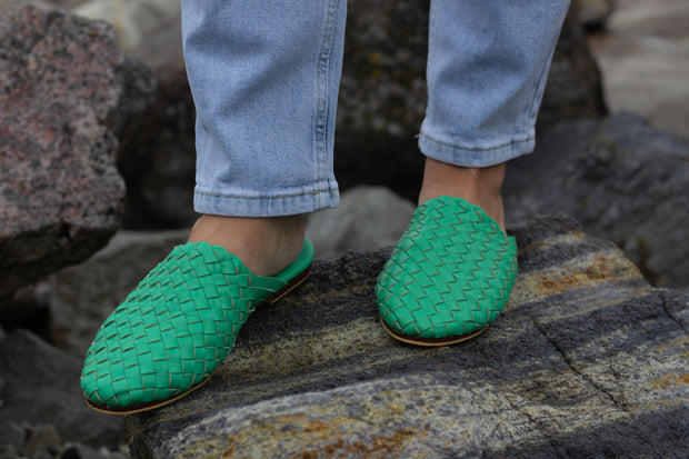 Nyah Woven Mule Green WIDE FIT