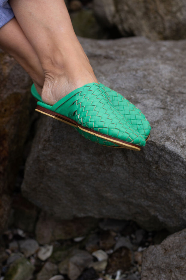 Nyah Woven Mule Green WIDE FIT