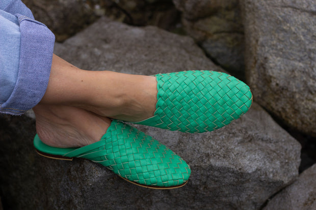 Nyah Woven Mule Green WIDE FIT