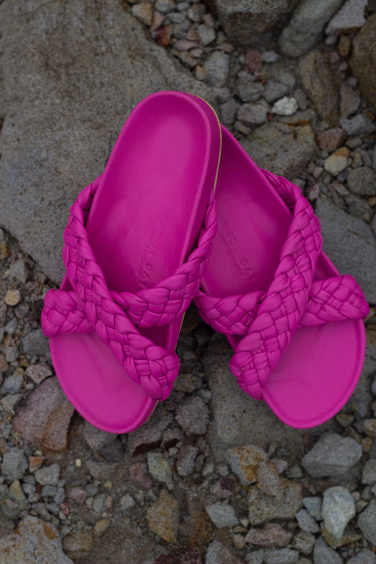 Tilly Woven Hot Pink Slides - CLEARANCE SALE 50% OFF