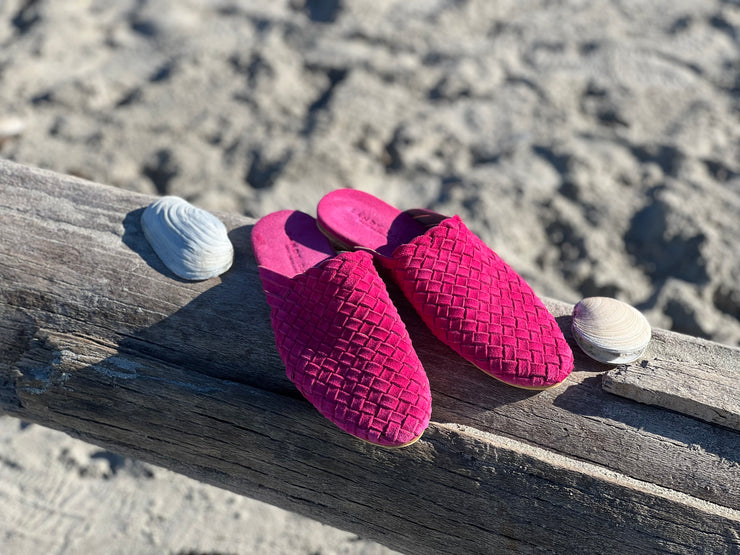 Nyah Woven Mule Fuchsia Pink Suede
