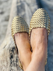 Sienna Gold Woven Slide - CLOSING DOWN SALE 50% OFF