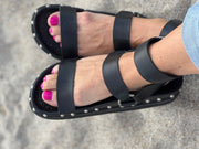 Charlize Stud Slides Black - CLOSING DOWN SALE 50% OFF