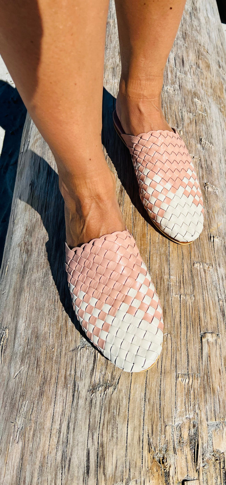 Nyah Woven Mule Blush and White Blend - CLEARANCE SALE 50% OFF