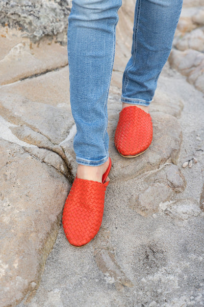 Nyah Woven Mule Tangerine WIDE FIT