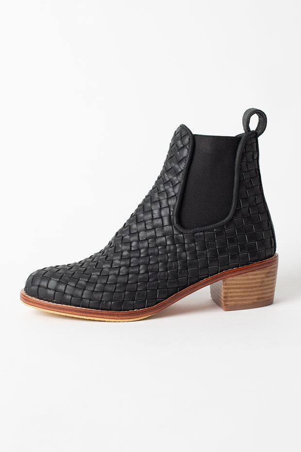 Macey Black Woven Boots - CLOSING DOWN SALE 60% OFF