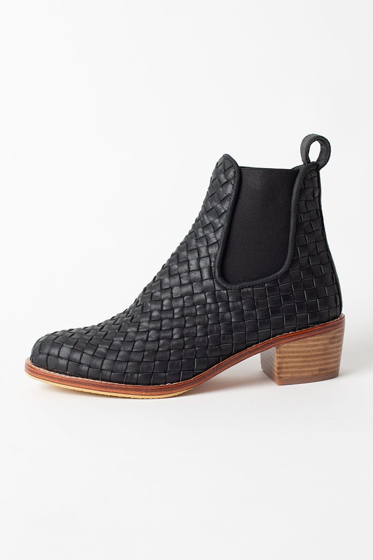 Macey Black Woven Boots - CLEARANCE SALE