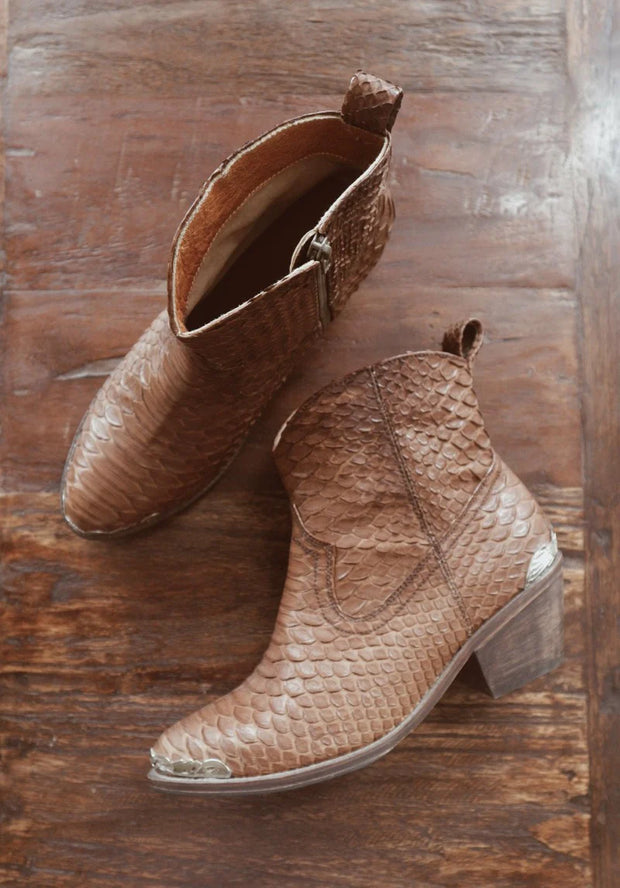 Mantra Tan Snakeskin Boots - CLOSING DOWN SALE 70% OFF