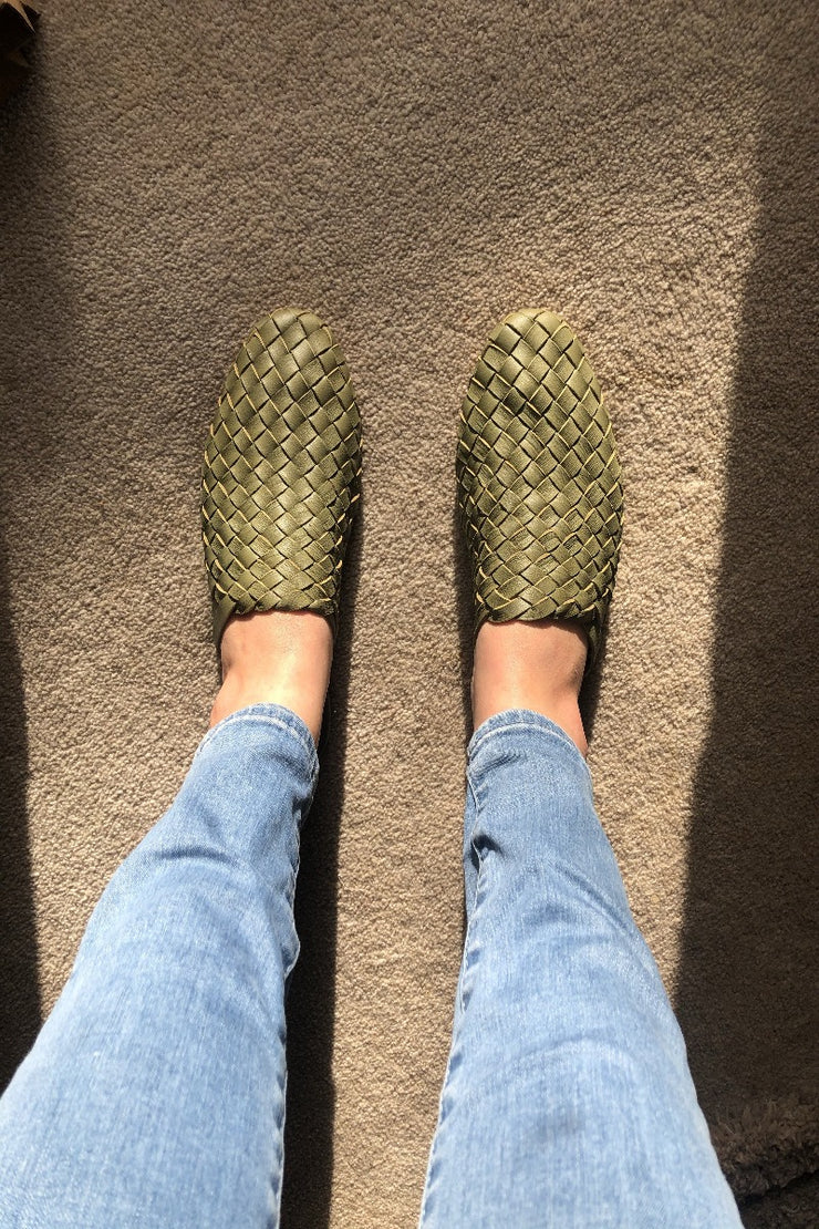 Nyah Woven Mule Olive Wide Fit