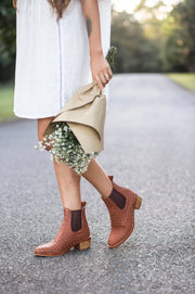 Macey Tan Woven Boots - CLOSING DOWN SALE 60% OFF