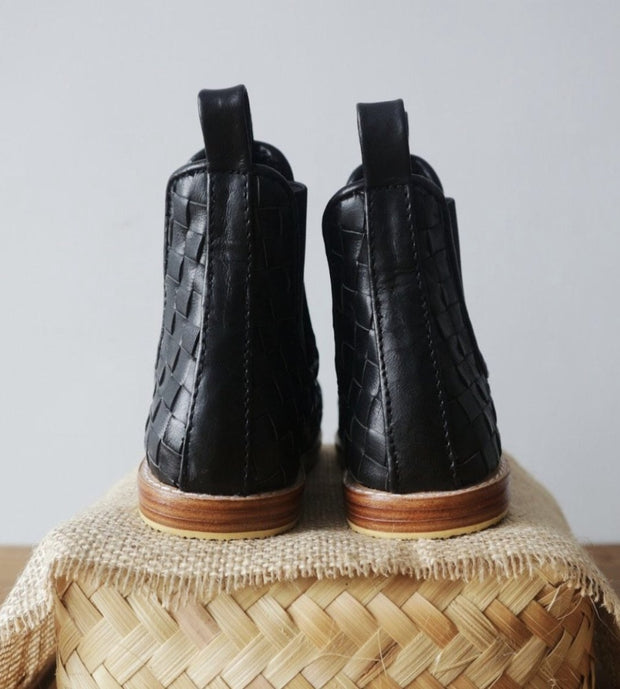 Woven mini boots Black