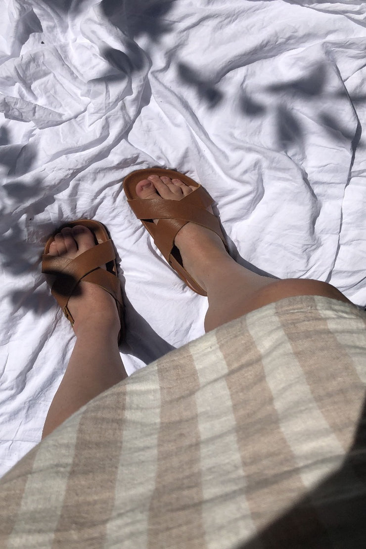 Maree Slides Tan - CLOSING DOWN SALE 50% OFF