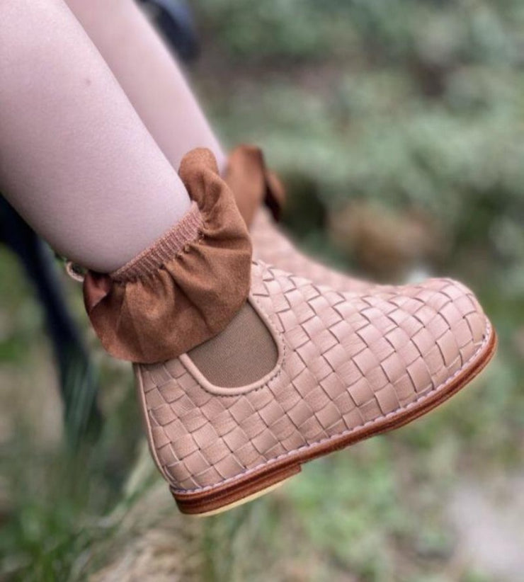 Woven mini boots Blush