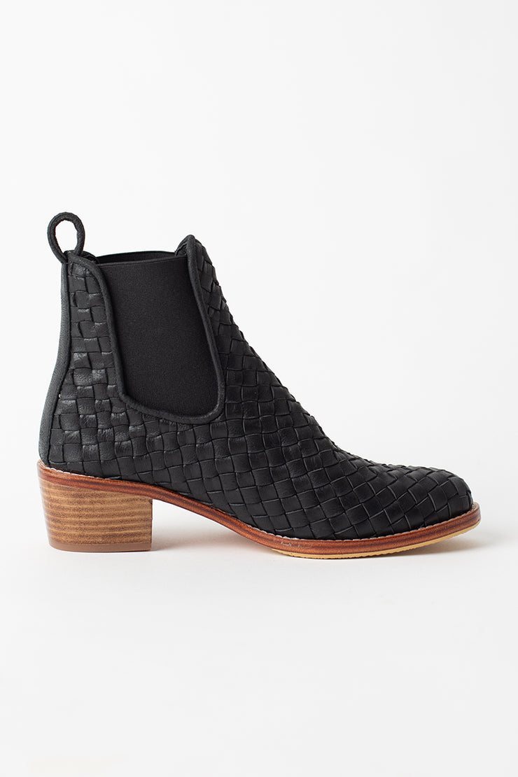 Macey Black Woven Boots - CLEARANCE SALE