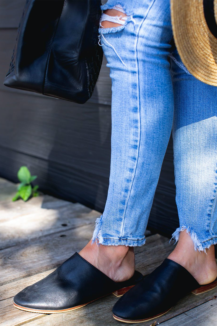 Georgie Slides Black - CLEARANCE SALE